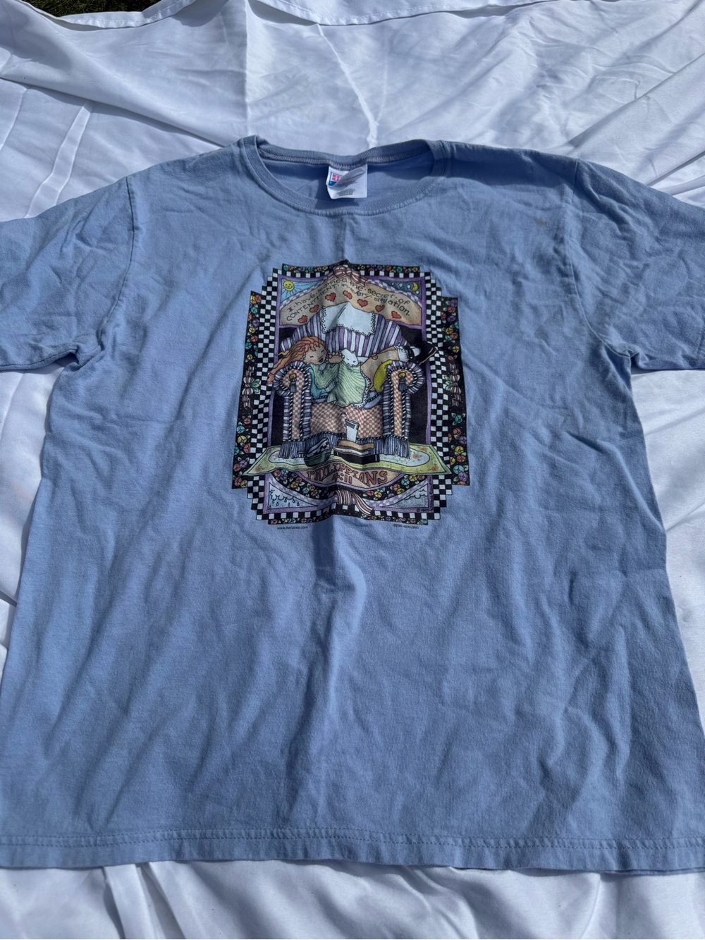 Hanes Light Blue Short Sleeve Tee with Multicolor Graphic